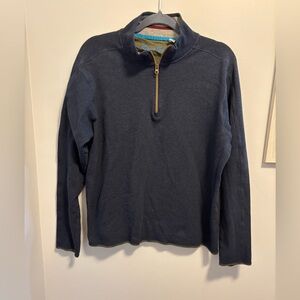 Robert Graham 1/2 Zip Sweater Pullover Men Size XL Classic Fit Navy Blue Cotton